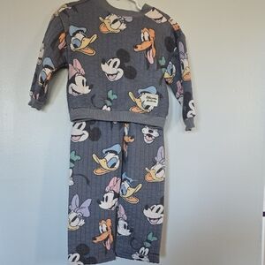 Disney Kids Pajama Set - Gray with Multicolor Characters